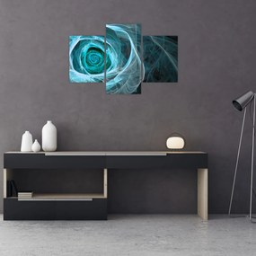 Obraz - Abstraktné ruže modrá s čiernym pozadím (90x60 cm)