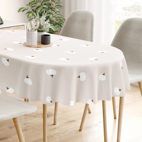 Goldea oválny obrus 100% bavlnené plátno - tekvice na krémovom 140 x 220 cm