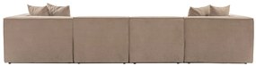 Rohová pohovka Sora s rámom zo 100% hrabového dreva 430 x 102 cm, pravá, kapučínová