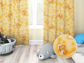 Biante Detský bavlnený záves Sandra SA-727 Spiace medvedíky na žltooranžovom 150x200 cm