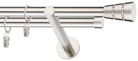 Dekorstudio Niklová dvojradová garniža BOGOTA 19mm Dĺžka: 220cm, Typ uchytenia: Držiak dvojitý modern, Typ príslušenstva: Krúžky tiché so štipcami