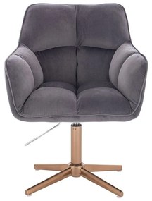 LuxuryForm DESIGN Kreslo AMALFI VELUR na zlatom kríži - tmavo šedé