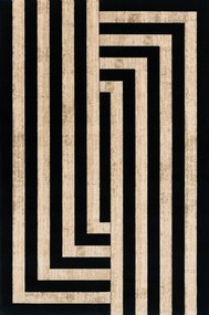 Čierno-béžový vlnený koberec 200x300 cm Agnus Art Deco II – Agnella