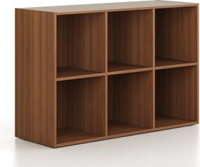 Regál FRAME, nízky, 3 stĺpce, 881 x 1299 x 450 mm, orech