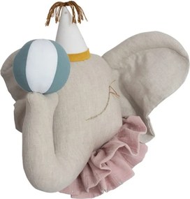 Dekorácia do detskej izby cirkusový slon - prírodný - ružový golier