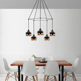 Luster na lane YILDO 5xE27/40W/230V čierna/medená