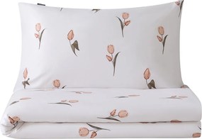 XPOSE® Francúzske bavlnené Renforcé obliečky TULIPÁNY DUO - hnedé