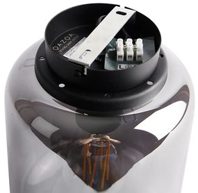 Dizajnové stropné svietidlo čierne s dymovým sklom - Bliss