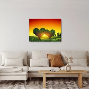 Sklenený obraz - Srdce v korunách stromov (70x50 cm)