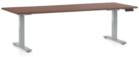 Výškovo nastaviteľný stôl OfficeTech D, 200 x 80 cm, sivá podnož, orech