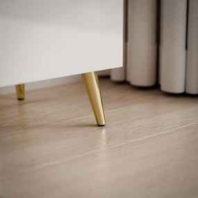 TV STOLÍK NESSIE 3 NA NOŽIČKÁCH BIELY LESK + ZLATÝ 180 cm