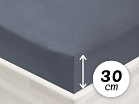 Jersey napínacie prestieradlo na vysoký matrac JR-029 Antracitovo sivé 180 x 200 - výška 30 cm