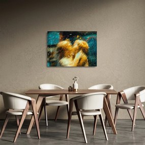 Sklenený obraz - Bozkávajúci sa anjeli (70x50 cm)