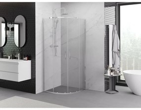 Mexen Exo, asymetrický sprchový kút s posuvnými dverami 90 x 90 cm, 6mm číre sklo, chrómový profil, 8132-090-090-01-00
