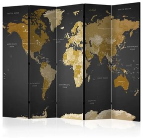 Paraván - Room divider - World map on dark background Veľkosť: 225x172, Verzia: Akustický