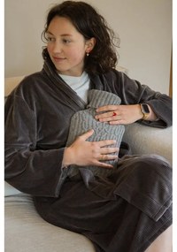 Sivý župan z mikroplyšu veľkosť S/M Elena – Tiseco Home Studio