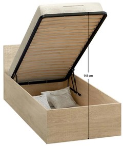 Jednolôžková posteľ 90 cm Discutibles (dub sonoma) (s roštom) (s úl. priestorom). Vlastná spoľahlivá doprava až k Vám domov. 1116312