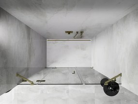 Mexen Lunar, ľavé otočné sprchové dvere 145 cm, 8mm číre sklo, zlatý matný profil, 834S-145-050-55-00-L