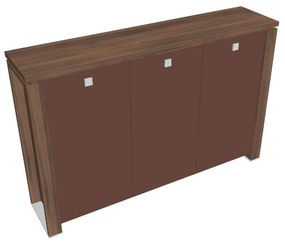 Stredná skriňa Verno+ S 200 x 46 x 130 cm, sklenené dvere, orech / hnedá