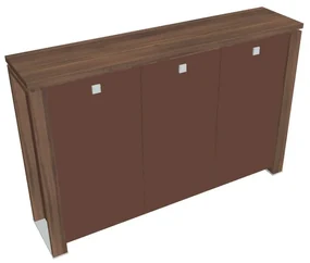 Stredná skriňa Verno+ S 200 x 46 x 130 cm, sklenené dvere, orech / hnedá