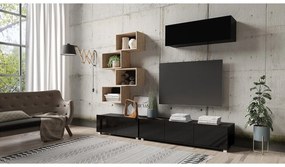 Obývacia stena Bralani XXIX, Farby: biela / biely lesk + dub zlatý