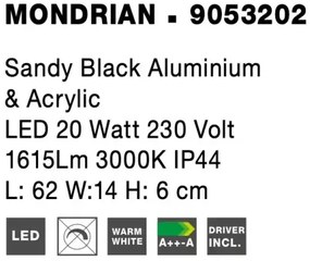 Moderné nástenné svietidlo Mondrian 62 čierne