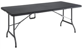 Monzana Kempingový skladací stôl čierny, polyratanový vzhľad 180x75x73 cm