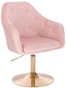 LuxuryForm DESIGN Kreslo ANDORA VELUR na zlatom tanieri - svetlo ružová