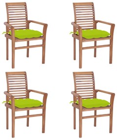 Jedálenské stoličky 4 ks bledozelené podložky tíkový masív