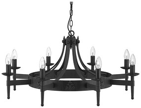 Searchlight 2428-8BK - Závesný luster CARTWHEEL na reťazi 8xE14/60W/230V, čierny