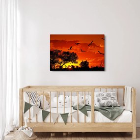 Obraz vtákov pri západe slnka (90x60 cm)