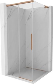 Mexen Rox, L posuvná sprchová kabína 110 x 110 cm, 8mm číre sklo, medený matný profil, 8C2L-110-110-65-00