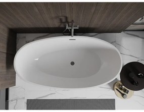 Mexen Bilbao, voľne stojaca vaňa 180 x 90 cm, biela-čierna, brúsený grafit prepad, 51311809075-95