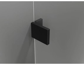 Mexen Lunar, päťuholníkový sprchový kút s ľavým sklonom 80 x 90 cm, 8mm číre sklo, čierny profil, 831-080L-090P-70-00-L