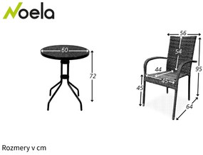 Noela Balkónový set Nina + 2x ratanová stolička Paris PREMIUM