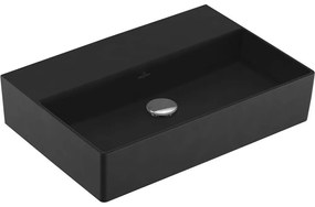 VILLEROY &amp; BOCH Memento 2.0 závesné umývadlo bez otvoru (spodná strana brúsená), bez prepadu, 600 x 420 mm, Ebony, s povrchom CeramicPlus, 4A226FS5