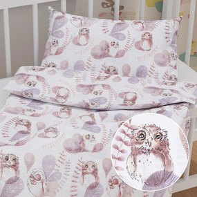 Biante Detské bavlnené posteľné obliečky do postieľky Sandra SA-284 Hnedé sovy Do postieľky 90x140 a 50x70 cm