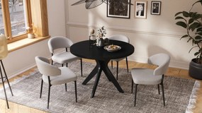RENZO Čierny - OKRÚHLY STÔL Ø110 ROZKLADACÍ DO 180 cm | DO KUCHYNE JEDÁLNE OBÝVAČKY RETRO