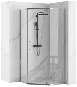 Rea - AXIN jednodverový sprchový kút 80 x 80 cm, chrómový profil - číre sklo 6mm, REA-K8778