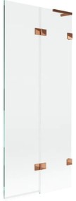 Mexen Lunar L, 2-krídlová vaňová zástena pravá 80 x 150 cm, číre sklo, ružové zlato, 897L-080-100-60-00-P