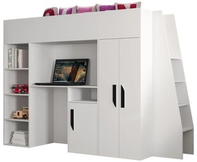 Detská kombinovaná posteľ 90 cm Puro 15 (matná biela + biely lesk + čierne úchytky). Vlastná spoľahlivá doprava až k Vám domov. 1087102