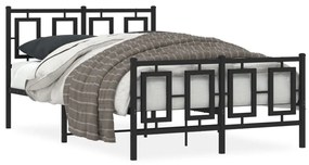 Kovový rám postele s čelom a podnožkou čierny 120x190 cm 374256