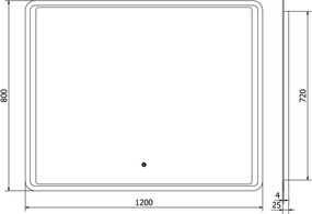 Mexen Zusa osvetlené zrkadlo do kúpeľne 120 x 80 cm, LED 6000K, protihmla - 9808-120-080-611-00