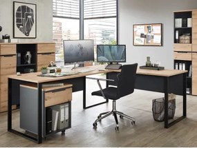 Rohový písací stôl Memphis, dub artisan/grafit%