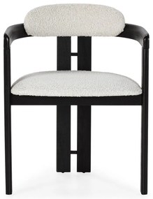 Biele/čierne čalúnené jedálenské kreslá v súprave s podrúčkami 2 ks Eiden – MOME