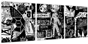 Obraz - Graffiti (s hodinami) (90x30 cm)