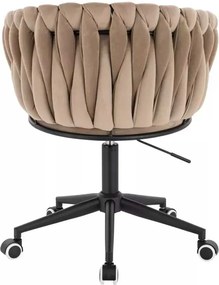 LuxuryForm DESIGN Stolička NORDEN VELUR na čiernej podstave s kolieskami - latte