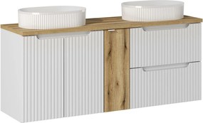 Comad Kúpeľňová skrinka s doskovými umývadlami set Nova White 140 biela/dub coast evoke