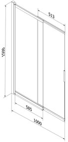 Mexen Fox, 2-krídlová vaňová zástena 100x150 cm, 5mm číre sklo, zlatý lesklý profil, 891-100-002-50-00