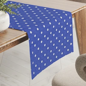 Biante Dekoračný behúň na stôl Leona LN-022 Biele bodky na sýto modrom 20x140 cm